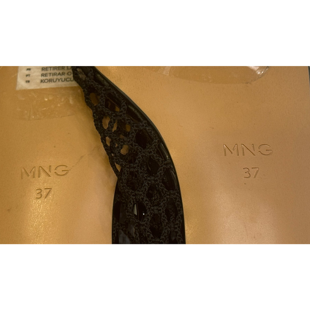 NEW MANGO MNG BLACK MESH BALLERINA BALLET FLATS SHOES 37 US 6.5 - Picture 5 of 7